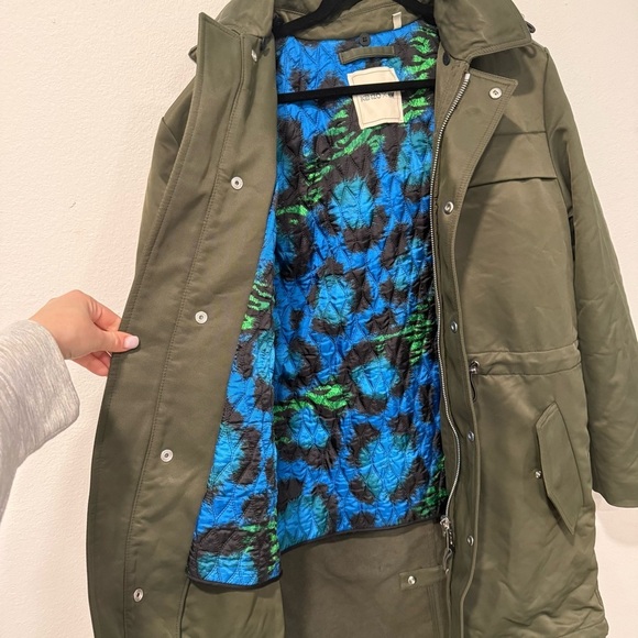 Kenzo x H&M Army Green Long Trench Parka Jacket S - Picture 4 of 10